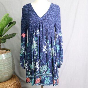 Billabong Dress Womens Large Long Sleeve Floral Gauzy Cover Up Tunic Dress